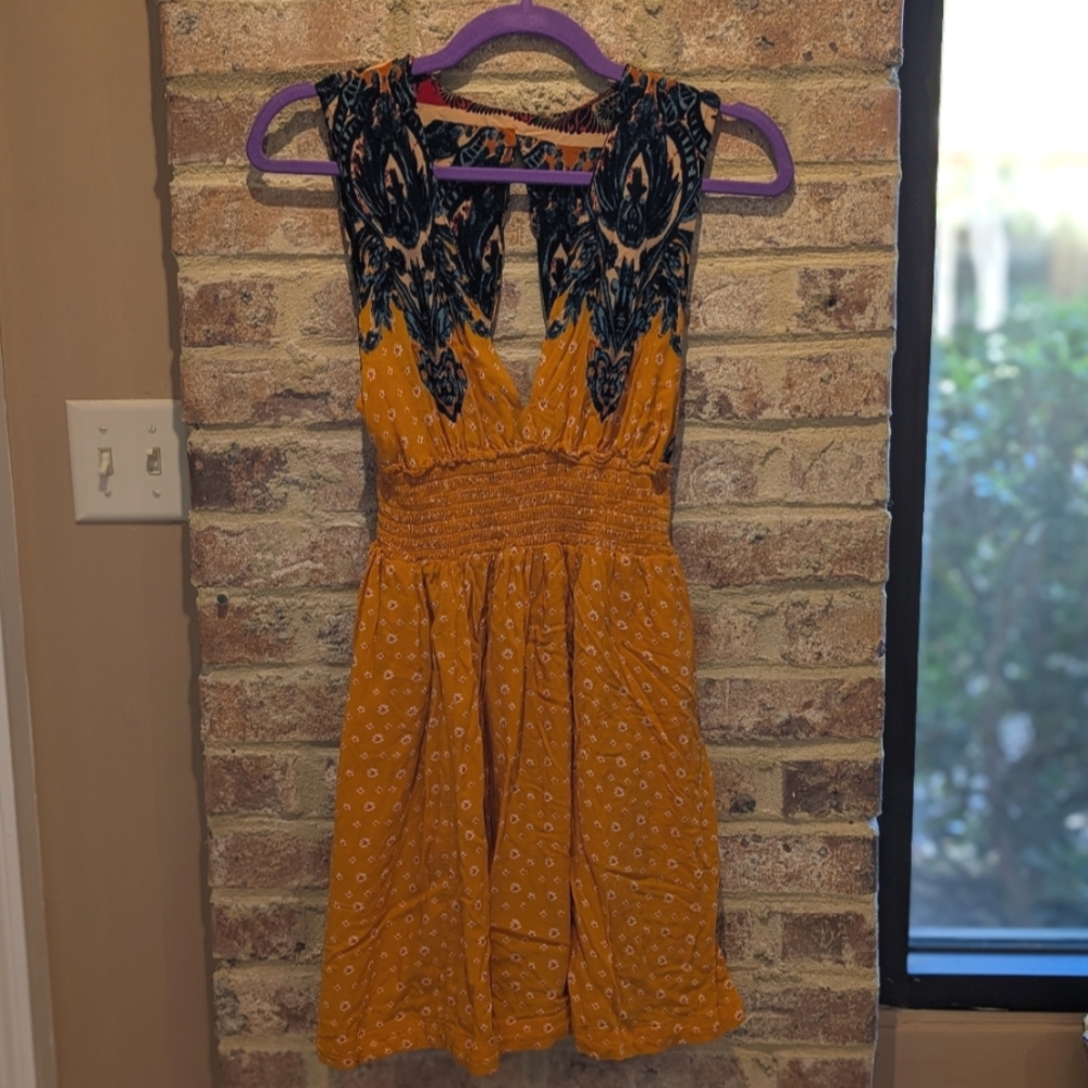 Free People Mustard Yellow Sleeveless Dress